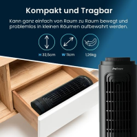 Pro Breeze Mini Stolní ventilátor s 3 úrovněmi ventilace a automatickým 70° oscilací - Malý věžový ventilátor, ideální pro praco